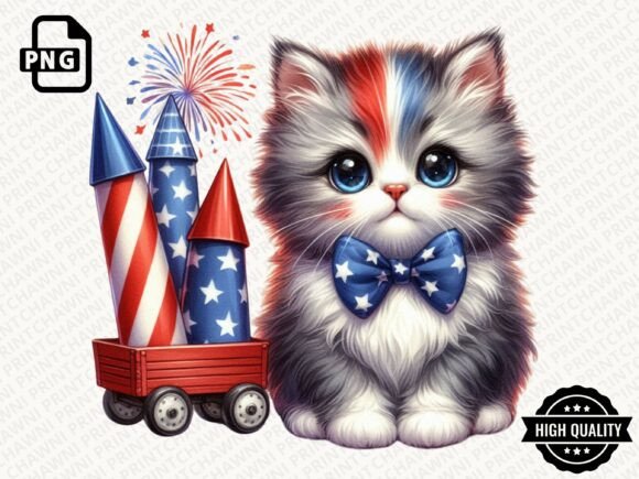 Download 4th of July Patriotic Cat PNG - Premium Resources