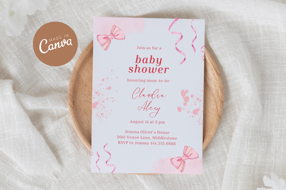 Download Coquette Baby Shower Invitiation Canva - Coquette baby shower Collection